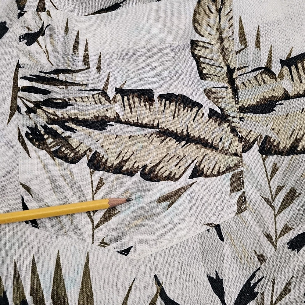 C&C California 100% Linen Pull On Ivory Floral Tropical Beach Pants Plus 1X Read - Picture 13 of 14